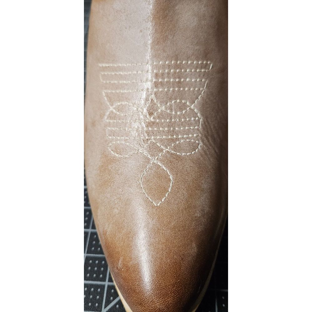 ROAN by BED STUD ville tan‎ white ankle boots US size 6M stud buckles zipper - Picture 5 of 16